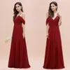 Vestidos de dama de honra vermelha designer uma linha spaghetti tiras sem costas 2022 chiffon country country country convidado madrugada de honra vestidos de honra 50 cores bm3002 0702