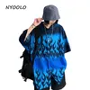 NYOOOLO Harajuku estilo azul Chama solta Camisa de namorado de verão de rua de rua curta Cardigan Camisa masculina Men Clothingtop T200322