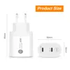 Chargeur mural Dual PD 40W Plux de chargement rapide US / UK / EU Adaptateur pour iPhone 8 9 10 11 12 iPad Samsung S9 Xiaomi Mi 8 Chargeur de téléphone 5V 2A