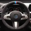 자동차 스티어링 휠 커버 BMW M 스포츠를위한 안티 슬립 블랙 스웨이드 G30 G31 G32 G20 G21 G14 G15 G16 X3 G01 X4 G02 X5 G05 J220808