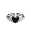 Band Rings Jewelry Fashion Heart-Shaped Gutta Percha Ring French Love Cold Wind Niche Dign Girl Drop Delivery 2021 Iw9Hb