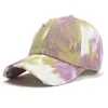 Ponytail Baseball Caps Washed Hat Summer Trucker Pony Visor Cap Cross Criss Tie dyed Party Hats 7styles RRE13440