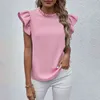 Summer Women Blouse Elegant Solid Blouse Vintage Ruffled Shirt Sexy Backless Tops Ladies Casual O Neck Sleeveless Office Blouses L220705