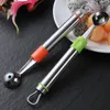 Coltello da intaglio a sfera per frutta in acciaio inossidabile Paletta per frutta Scavatore di melone Barattolo per frutta Cucchiaio per gelato purè Utensili per frutta da cucina