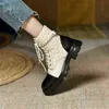 Мода-новые зимние женщины круглые нос толстые сапоги на каблуках женщины 2022 Женские женские женские туфли алмазная сетка осенняя обувь дизайнерские ботинки