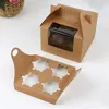 ギフトラップ2/4/6カップパーティーパッキングケーキギフト用の取り外し可能なトレイクリアウィンドウを備えた装飾的なカップケーキボックスビスケットペストリーボックスギフト