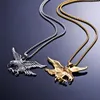 Collane con ciondolo Ciondoli Eagle Hawk per uomo Cool Gold Silver Color Acciaio inossidabile 316L Hip Hop Rock Jewerly con catena a maglie da 60 cmPendant G