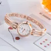 Relógios de pulso Ladies Luxury Fashion Watches Band Staen aço Analog Quartz Redonda Roundwatch Women Bracelet Watcheswatches