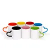 Logo personnalisé Tumblers 350ML 11oz Tasse en céramique Coeur Poignée ronde Image personnalisée Impression Sublimation Couleur vierge Tasse Café Tasse à thé sxmy1