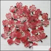 Ciondolo Collane Pendenti Gioielli Anguria Naturale Pietra Rossa Forma Croce 20X20Mm Per Orecchini Fai Da Te Maki Dh1T0