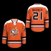 A3740 21 Wagner San Diego Gulls Maglia da hockey Qualsiasi giocatore o numero Nuovo punto cucito Maglie da hockey su film Tutte cucite Bianco Rosso Blu