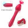 2 in 1 Sucking Dildo Vibrators G Spot Massage Vacuum Stimulator Nipple Clit Sucker Rose Vibrator Female sexy Toy for Adult 18