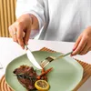 Serveringar uppsättningar 24 pcs 304 Rostfritt stål bestick set Luxury porslin gaffelsked kniv för middag restaurang hög kvalitet festgåva