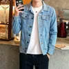 Мужская джинсовая куртка Blue Black осень зимний винтаж Jean Jackets Mens Harajuku Outwear Bomber Slim Fit Pat Высокое качество 201114