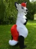 Pelliccia media e lunga All-in-One Husky Fox Mascot Costume Walking Halloween Suit Party Role-Playing Puntelli dei cartoni animati Pentetutto # 041