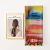 S2945 Bohemian Fashion Spring Summer Women Slik Scarf Sun-screen Cotton and linen Fleeing Scarf Big Gauze Shawls Soft Beach Shawl Colorful Towel Scarves