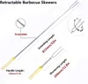 Kitchen Tools 31cm BBQ Fork Stainless Steel Marshmallow Grill Stick Telescopic Skewers Hot Dogs BBQ Picnic Camping