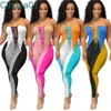 Womens Jumpsuit Designer Fashion Casual Positioning Printing Splicing Bra Strap Onesies Slim Bandage Breast Wrap Trousers Rompers