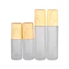 5ml 10ml Roll On Bottle Frosted Clear Glass Roller Bottles with Wood Grain Plastic Cap for Essential Oil Perfume Cosmetic