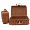 Handmade Rattan Woven Storage Case Makeup Travel Picnic Luggage Basket Holder Suitcase Sundries Organizer Box Vintage Portable Y220524