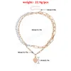 Multilayer Imitation Pearl Chain Necklace for Women Temperament Glossy Love Heart Pendant Choker Couple Jewelry