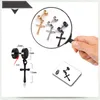 Trendy Cross Dumbbell Stud Earring Stainless Steel Women Men Punk Gothic Studs Earrings Rock Style Cool Jewelry 1 Pcs239Z