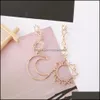 Dangle Avize Küpe Takı Bohemia Rose Gold Geometrisi Kadınlar için Hollow Star Moon Küpe Bijoux Femme Açıklama Hediyeler Damlası