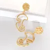 Dangle & Chandelier Unique Design Abstract Hollow Out Human Face Earrings Alloy Round Coin Statement Long Drop For Women Girl Party