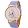 Couple PU leather cartoon Jewelry flower horse watch fashion women quartz party wrist watches big children 12 colors