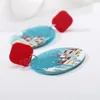 Cartoon Snowman Christmas Geometric Earrings For Women Acrylic Xmas Tree Deer Snowflake Santa Claus Dangle Earrings Party Gift