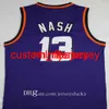 Pas cher Orange Bleu Steve # 13 Nash Jersey Vintage Blanc Violet Noir Charles # 34 Barkley Jersey Steve Nash Chemises Dream Team Barkley Taille S-XXL