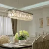 Pendant Lamps Luxury Chrome Chandelier Lighting for Dining Room Modern Rectangle Kitchen Island Led Crystal Lustre Gold Hanging Lamp Fixture