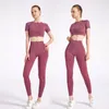 2PCS Seamless Women Yoga Set Workout Sportswear Gym Clothing Fitness Short Crop Top High Waist Leggings Sports Suits 220330