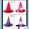 Party Hats Festive Supplies Home Garden Led Lights Halloween Witch Hat Outdoor Tree Hanging Glow In The Dark Colorf Glowin Dhs8X