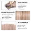 Durata 12 mesi Nano Tip Ring Hair Extensions 20 pollici 100% cuticola allineata Remy Micro Bead Human Hair Extension