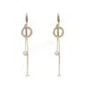 Gold Circle Pearl Studded Tassel Long Dangle Earrings For Women Asymmetric Personality Elegance Luxurious Korean Fashion Gifts