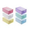 100st Clear Plastic Shoe Box Dammtät sneaker Lagringsarrangör Flip Transparent High Heels Boxar Candy Color Stackable Shoes Containers Case SN4291