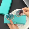 Lüks tif büyük çerçeve güneş gözlüğü moda pembe mavi güzellik plaj gözlükleri tasarımcı aksesuarları uv400 kadın güneş gözlüğü ile hediye kutusu