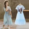 Clothing Sets Dress For Girls Summer Girl Lace Dresses Clothes Fashion Party Prom Kids Pattern Teenage Child Costume 5 6 8 10 12 14 YearClot