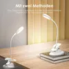 Table Lamps Reading Lamp LED Clamp Light Desk USB Rechargeable Battery Continuous Dimming & 2 Colours For BedsTable