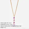 Pendentif Colliers Violet 18K véritable plaqué or en forme de coeur chaîne opale collier pour femmes tempérament bijoux en acier inoxydable cadeau de mariage stylo