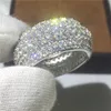 Big Luxury Ring Wieck Full Pave Zircon CZ Silver Color Simulated Stones Women Wedding Engagement Band Ring 220728