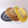Градиент летняя женская мужская джазовая шляпа соломенная шляпа шляпная шляпа аксессуары пляжный оттенок солнце