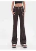 Jean évasé femme marron pantalon en Denim ample bas droit taille haute Streetwear Vintage mode Vintage Harajuku pantalon Jean Femm L220726