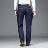 Vinter termisk varm flanell stretch jeans mens kvalitet märke fleece byxor män rak sammet flocking byxor 40 42 220328