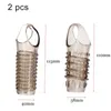 2PCS Silicone Open Tip Penis Sleeves Reusable Flexible Glans Enlarger Extender Delay Ejaculation Cock Ring Adult sexy Toys