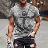 Camisetas de verano para hombre, camiseta de manga corta con estampado de ancla en 3D, deporte transpirable con cruz de Jesús, talla grande 110-6XL para hombre