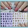 Aufkleber Abziehbilder Nail Art Salon Gesundheit Schönheit Neue 3D Aufkleber Alphabet Buchstaben Weiß Schwarz Gold Acryl Nägel Werkzeug Schiff Drop Lieferung 2021 Drj