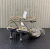 luxurious Designers Dress shoe Evening Slingback PVC Satin Bow Pumps 6.5cm pvc Crystal-Embellishments rhinestone shoes spool Heels sandals for women slippe 42