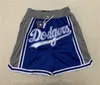 Equipe de beisebol shorts apenas don esporte usar calças com bolso zíper sweatpant azul branco preto masculino costurado alta qualidade